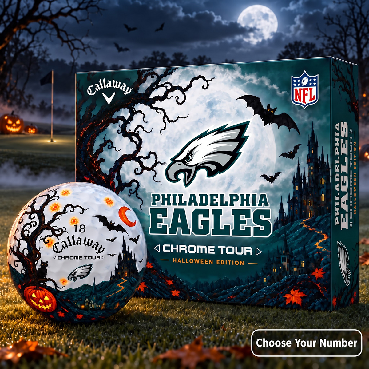 Exclusive NFL x PHI Halloween Edition Personalized Golf Ball