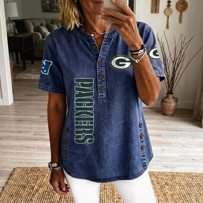 GB x NFL Women’???s Denim Casual Tops DATND LBN 190526