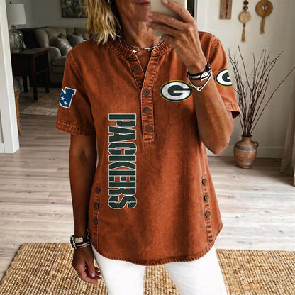 GB x NFL Women’???s Denim Casual Tops DATND LBN 190526