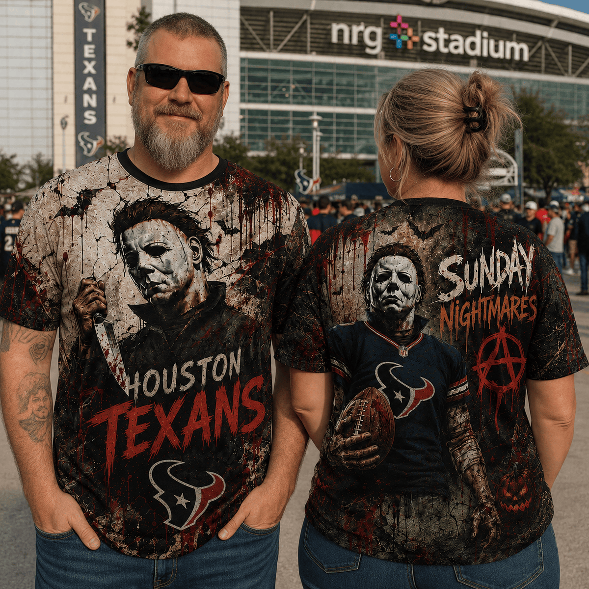 HT Premium NFL Michael Myers Sunday Nightmares 3D T-Shirt For Horror Football Fans