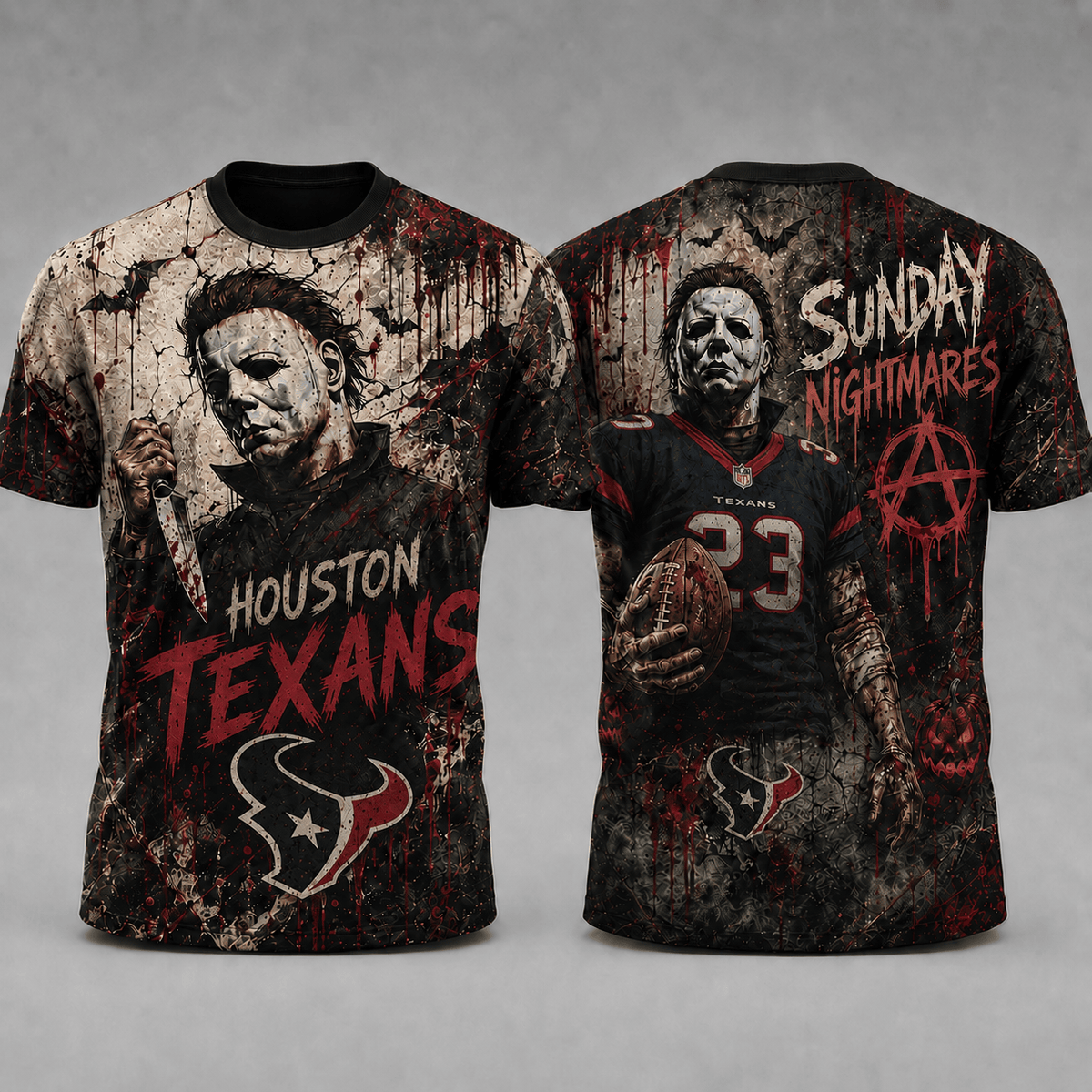HT Premium NFL Michael Myers Sunday Nightmares 3D T-Shirt For Horror Football Fans