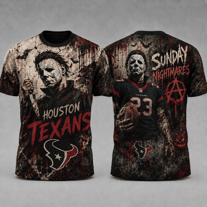 HT Premium NFL Michael Myers Sunday Nightmares 3D T-Shirt For Horror Football Fans