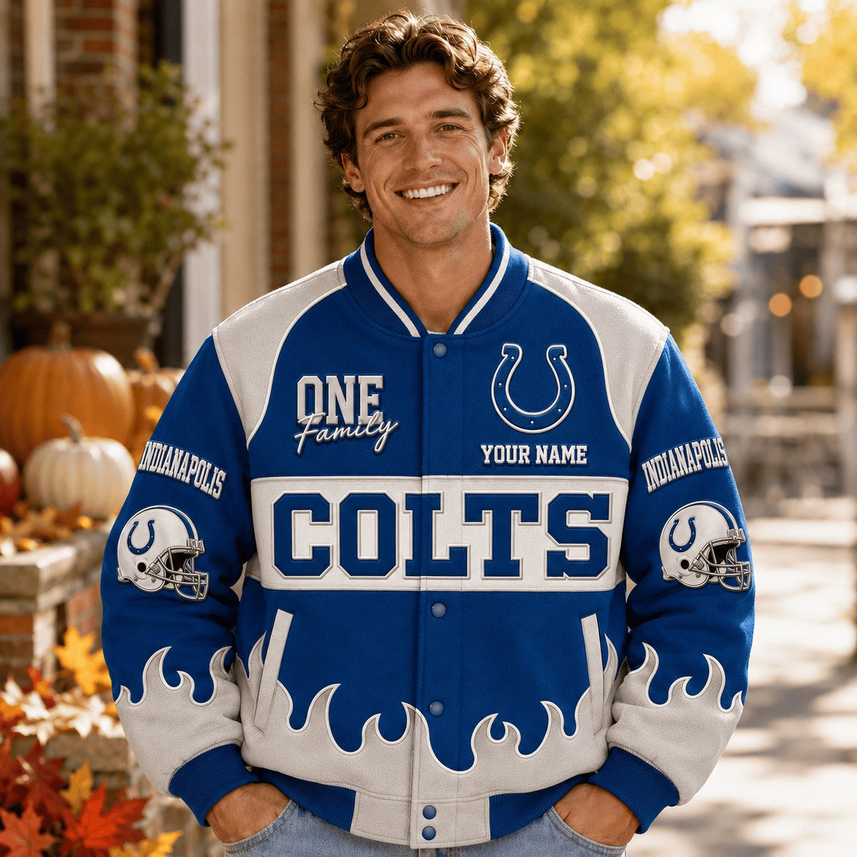 IC NFL Team Baseball Jacket Custom Any Name Gift For Fan