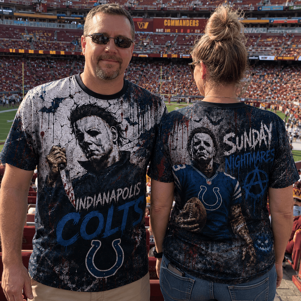 IC Premium NFL Michael Myers Sunday Nightmares 3D T-Shirt For Horror Football Fans