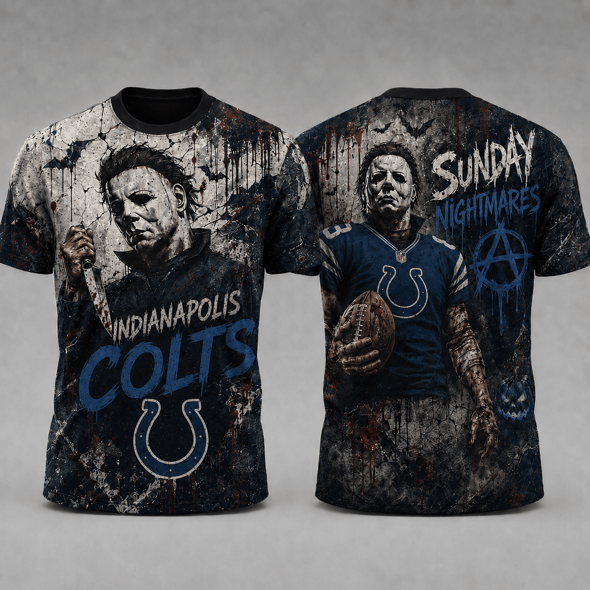 IC Premium NFL Michael Myers Sunday Nightmares 3D T-Shirt For Horror Football Fans