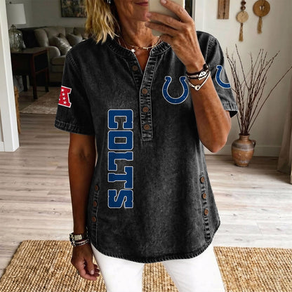 IND x NFL Women’???s Denim Casual Tops DATND LBN 190526