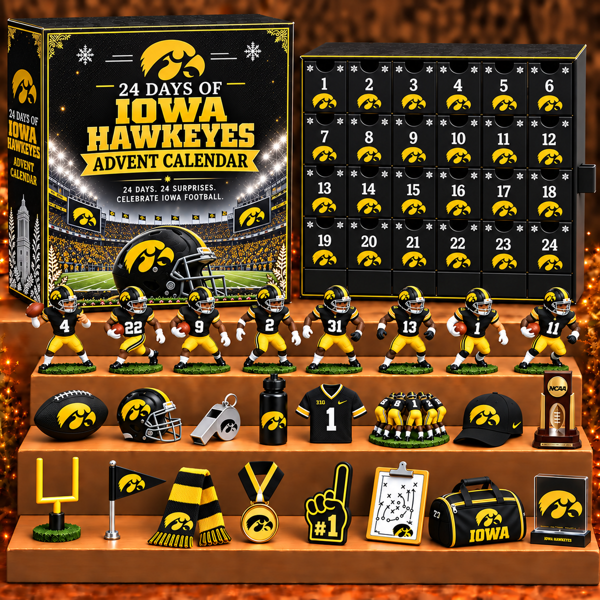 IOW x NCAA Personalized 24 Days Of American Football Advent Calendar Blink Box
