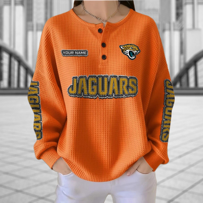 JAC x NFL Personalized Waffle Knit Henley Sweatshirt 2005 DatND DVT
