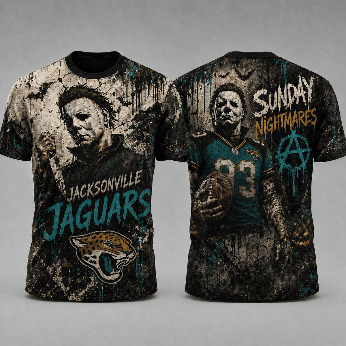 JJ Premium NFL Michael Myers Sunday Nightmares 3D T-Shirt For Horror Football Fans