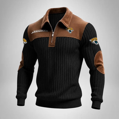 JJ x NFL Men‘s Suede Zip-up Polo Shirt