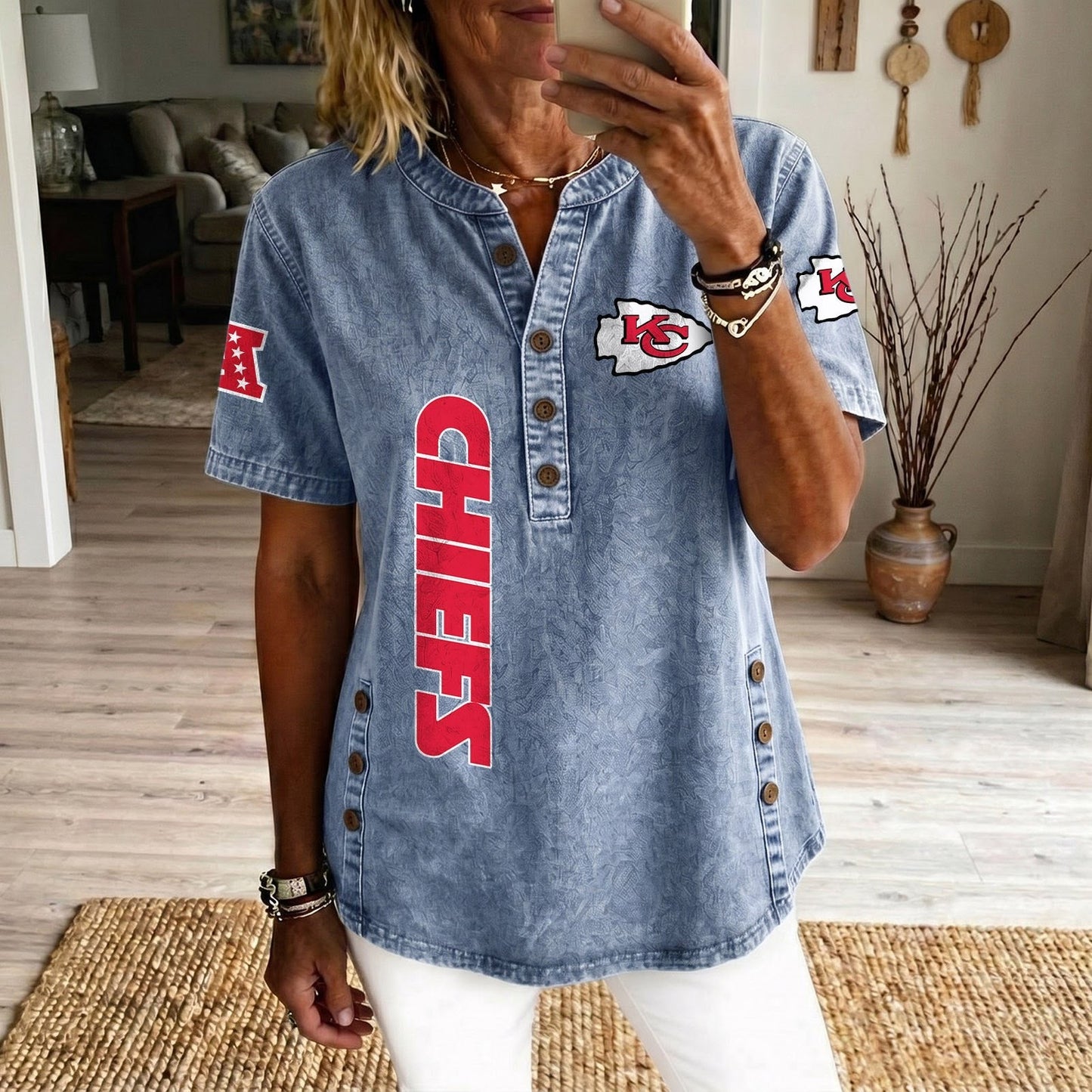 KAN x NFL Women’???s Denim Casual Tops DATND LBN 190526