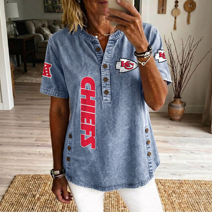 KAN x NFL Women’???s Denim Casual Tops DATND LBN 190526