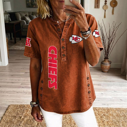KAN x NFL Women’???s Denim Casual Tops DATND LBN 190526