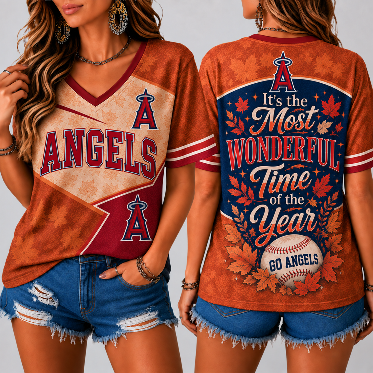 LAA Premium MLB Fall Game Day V-Neck Shirt