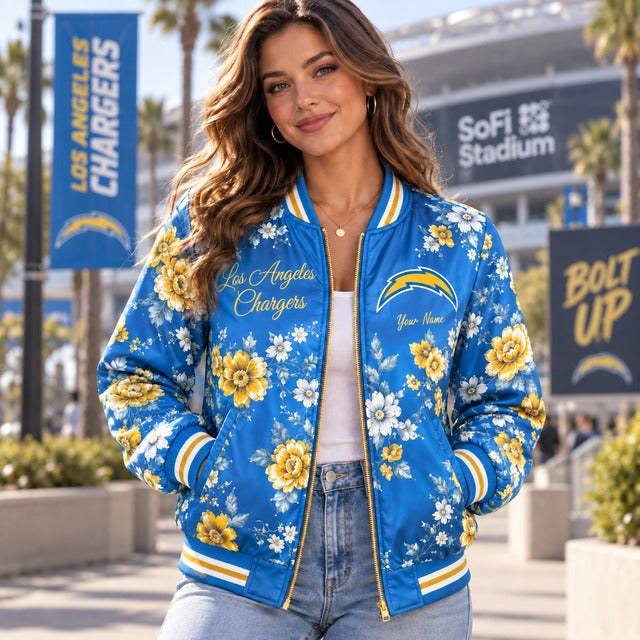 LAC NFL Baseball Jacket Custom Name For Fan