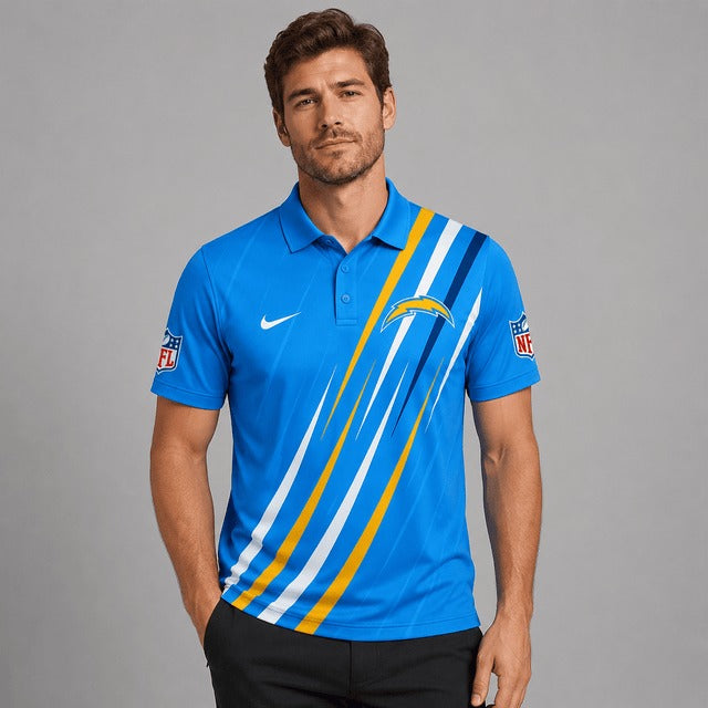 LAC Premium NFL Premium Athletic Stripe Polo Shirt