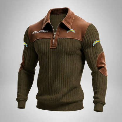 LAC x NFL Men‘s Suede Zip-up Polo Shirt