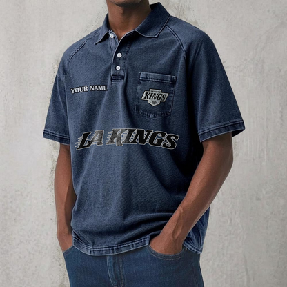 LAK x NHL Men's Distressed Turn-Down Collar Polo DATND TANTD 250526