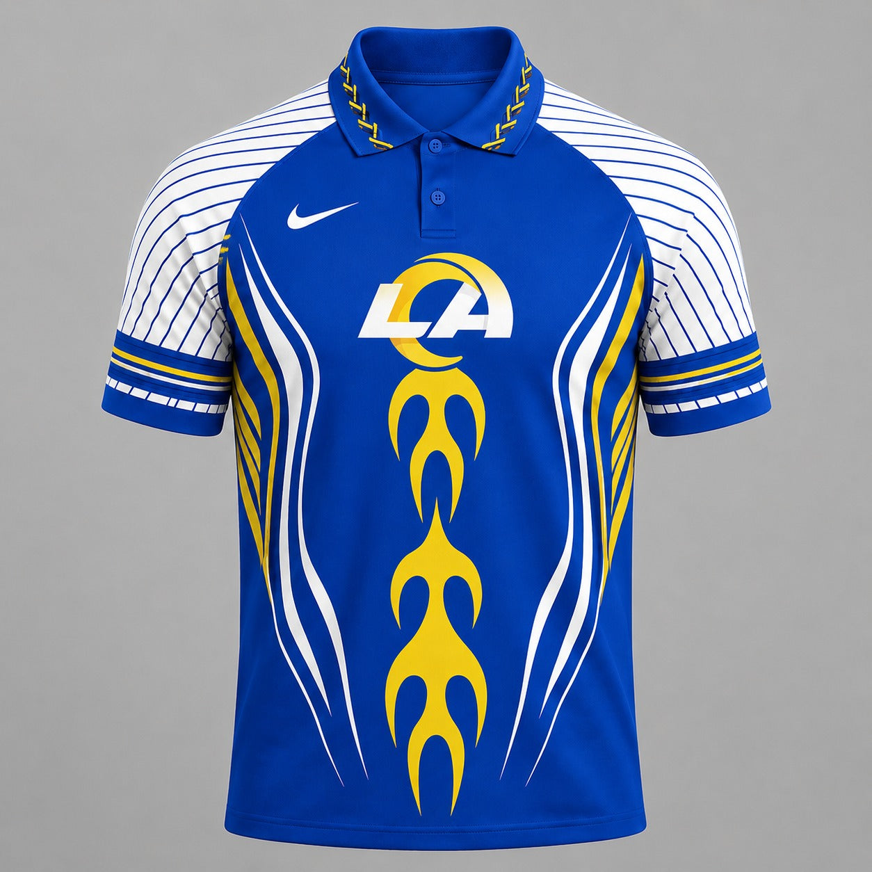 LAR Premium NFL Flame Stripe Athletic Polo Shirt