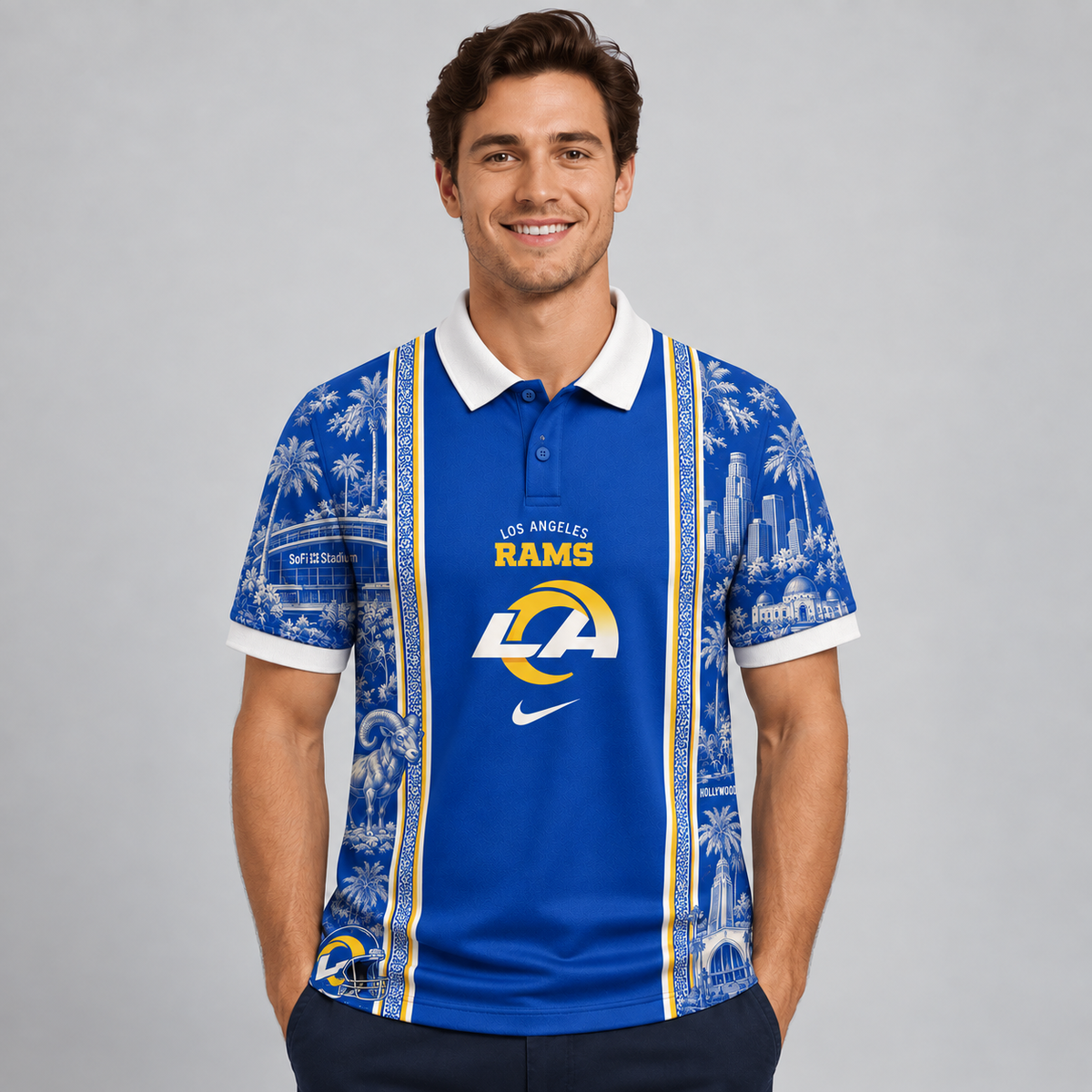 LAR Premium NFL Heritage Cityscape Polo Shirt for Loyal Fans