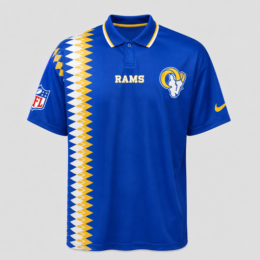 LAR Premium NFL Men’s Sporty Zigzag Stripe Polo Shirt