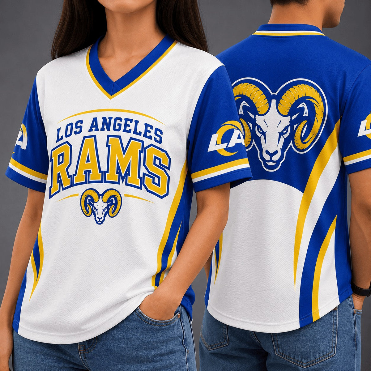 LAR Premium NFL Team Spirit V-Neck Jersey