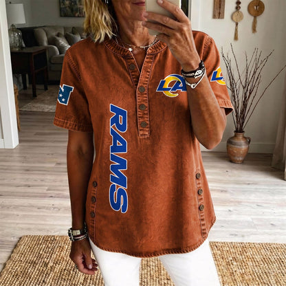 LAR x NFL Women’???s Denim Casual Tops DATND LBN 190526