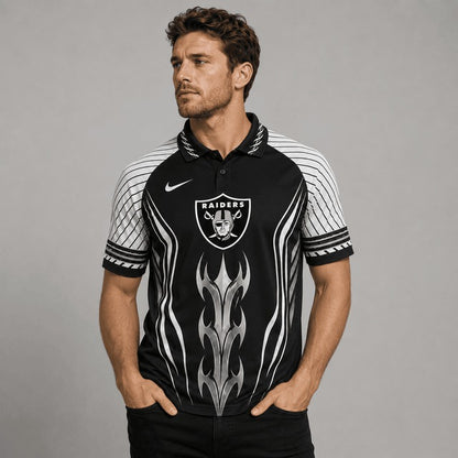 LVR Premium NFL Flame Stripe Athletic Polo Shirt