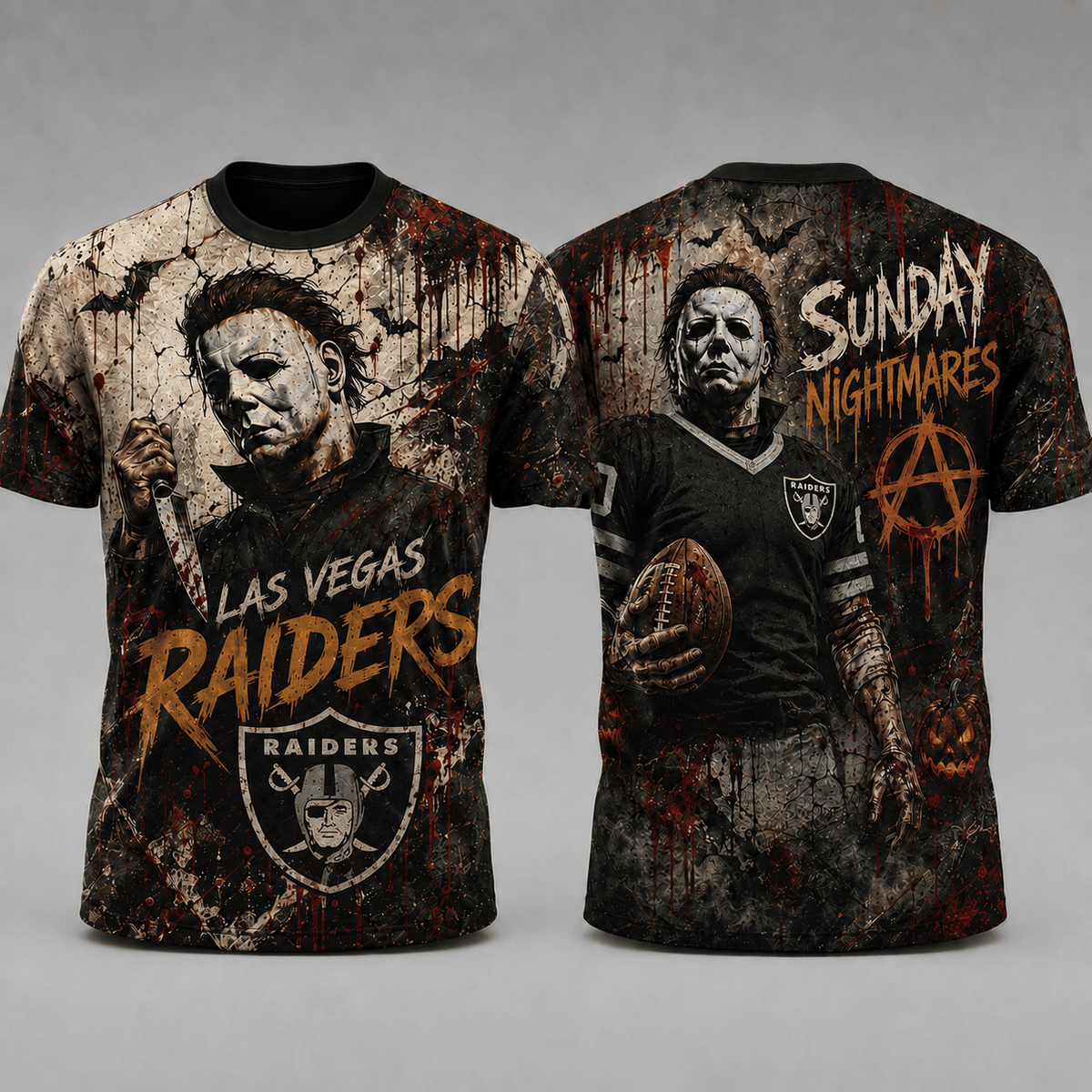 LVR Premium NFL Michael Myers Sunday Nightmares 3D T-Shirt For Horror Football Fans