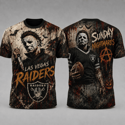 LVR Premium NFL Michael Myers Sunday Nightmares 3D T-Shirt For Horror Football Fans
