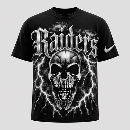 LVR Premium NFL Premium Skull Lightning Graphic T-Shirt