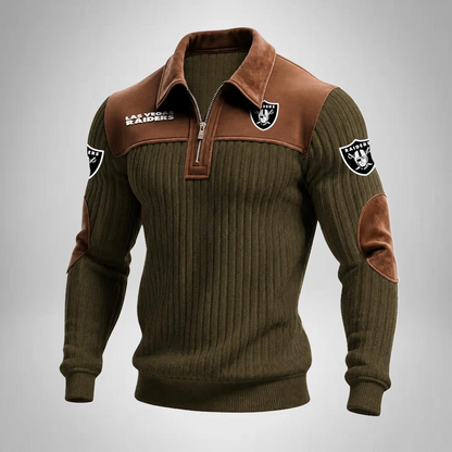 LVR x NFL Men‘s Suede Zip-up Polo Shirt