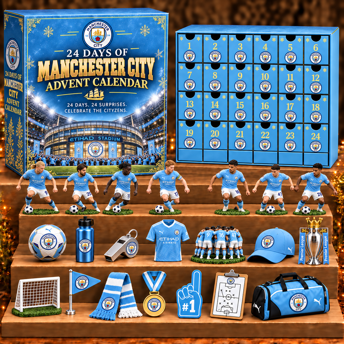 MANC x EPL Personalized 24 Days Of American Football Advent Calendar Blink Box