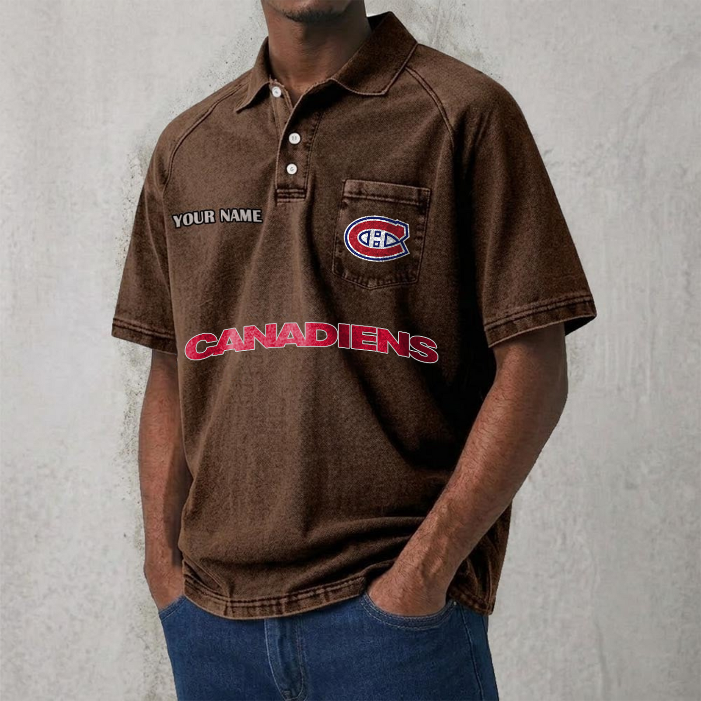 MC x NHL Men's Distressed Turn-Down Collar Polo DATND TANTD 250526