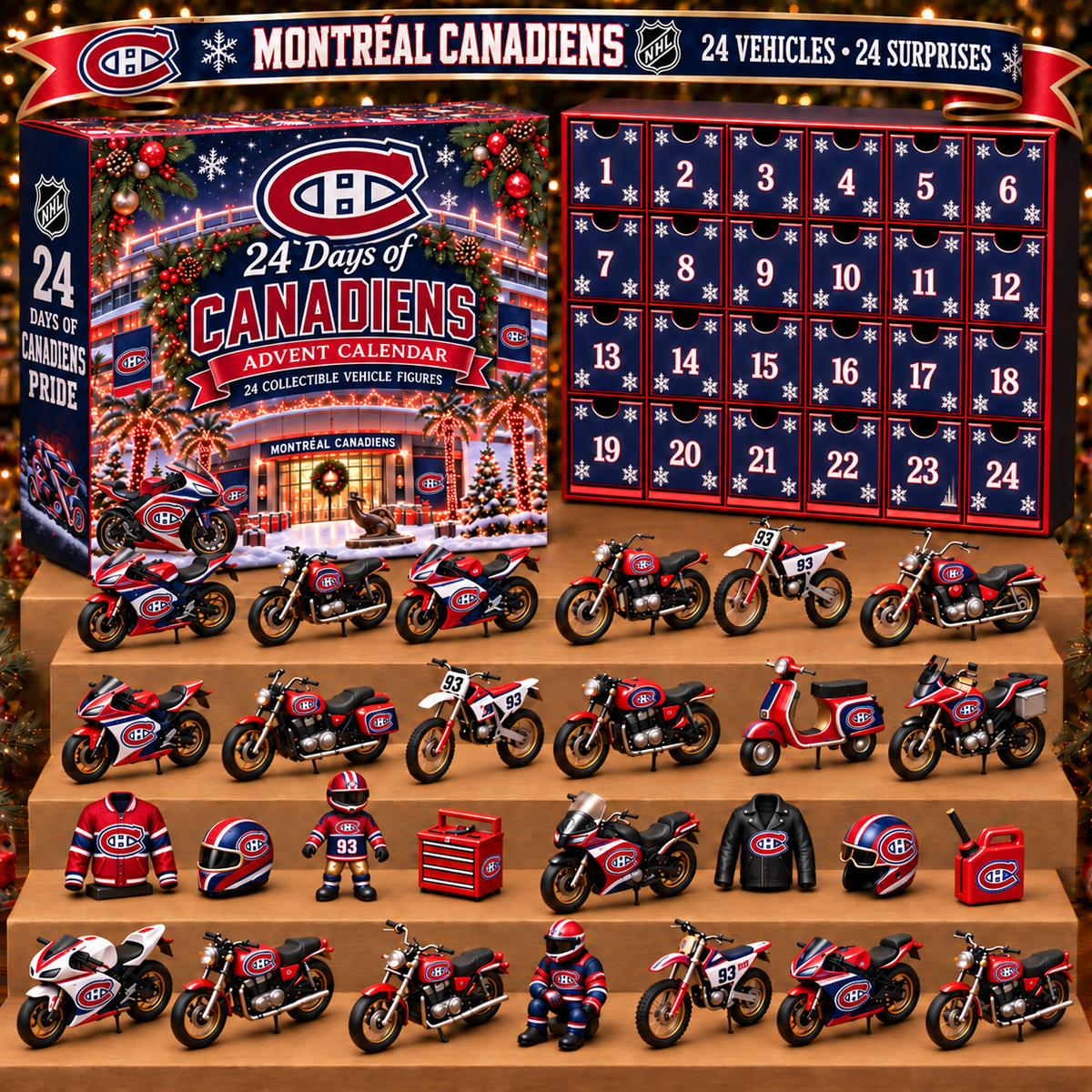 MC x NHL Personalized 24 Days Of Motorcycles Advent Calendar Blink Box