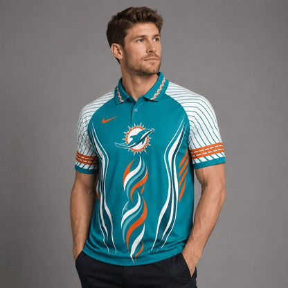 MD Premium NFL Flame Stripe Athletic Polo Shirt