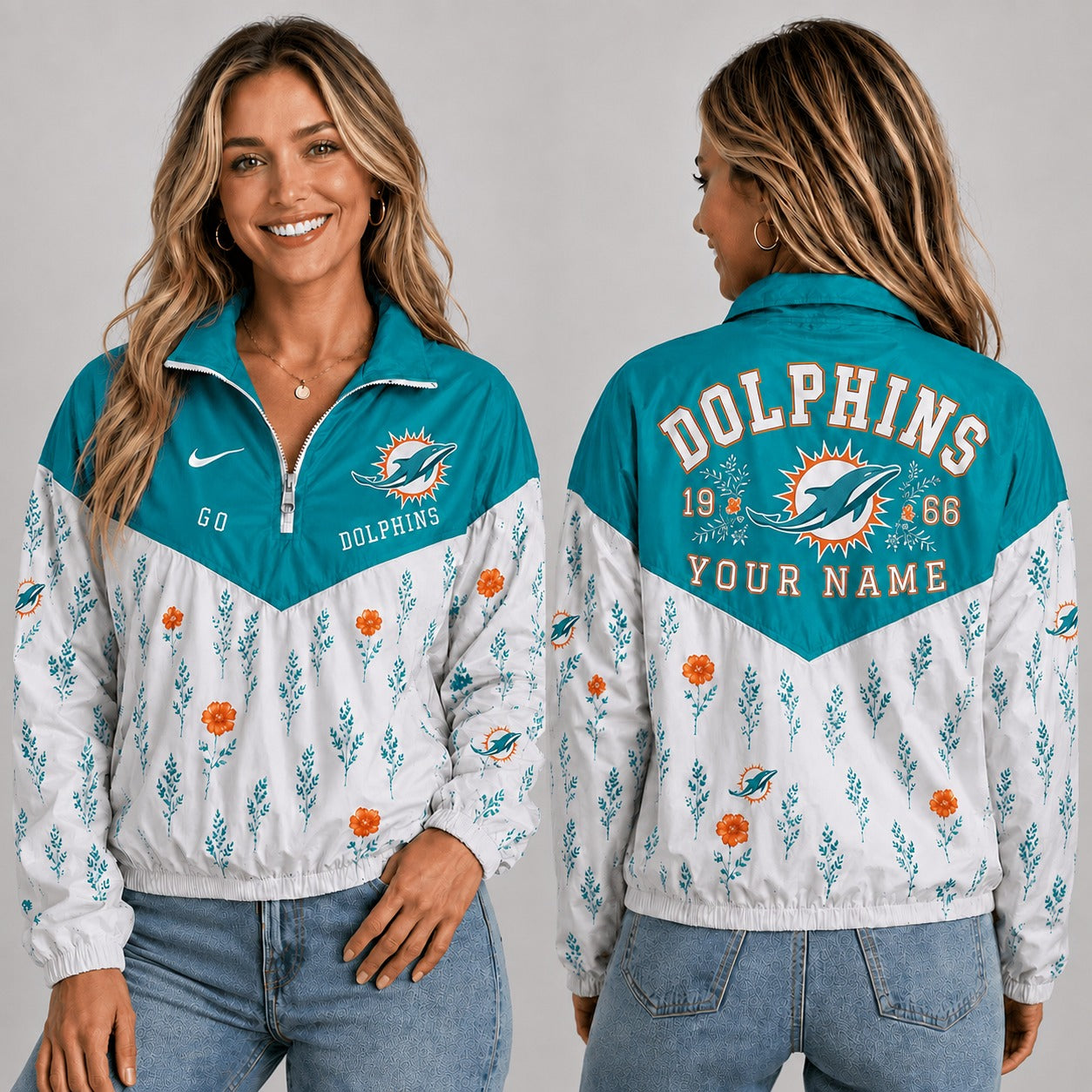 MD x NFL Personalized Women Quarter Zip Jacket