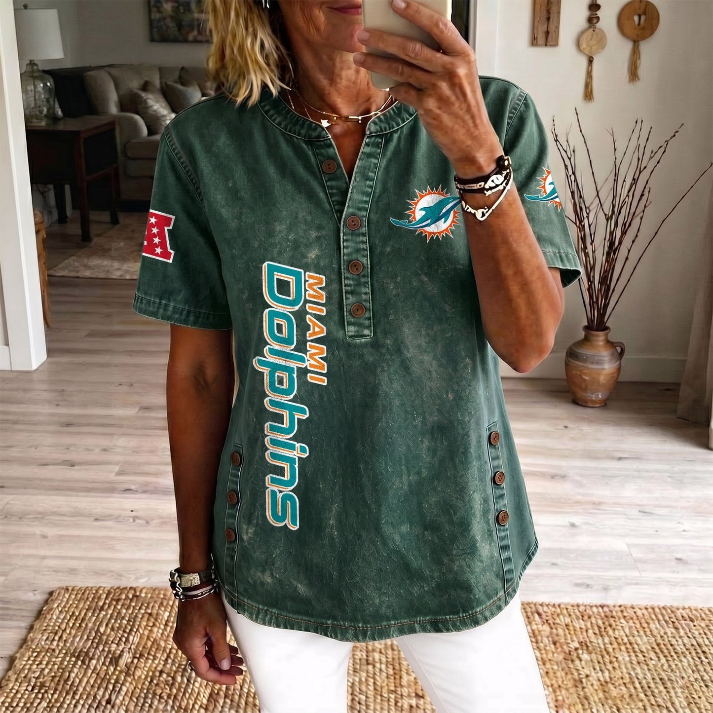 MIA x NFL Women’???s Denim Casual Tops DATND LBN 190526