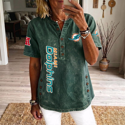 MIA x NFL Women’???s Denim Casual Tops DATND LBN 190526