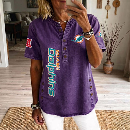 MIA x NFL Women’???s Denim Casual Tops DATND LBN 190526