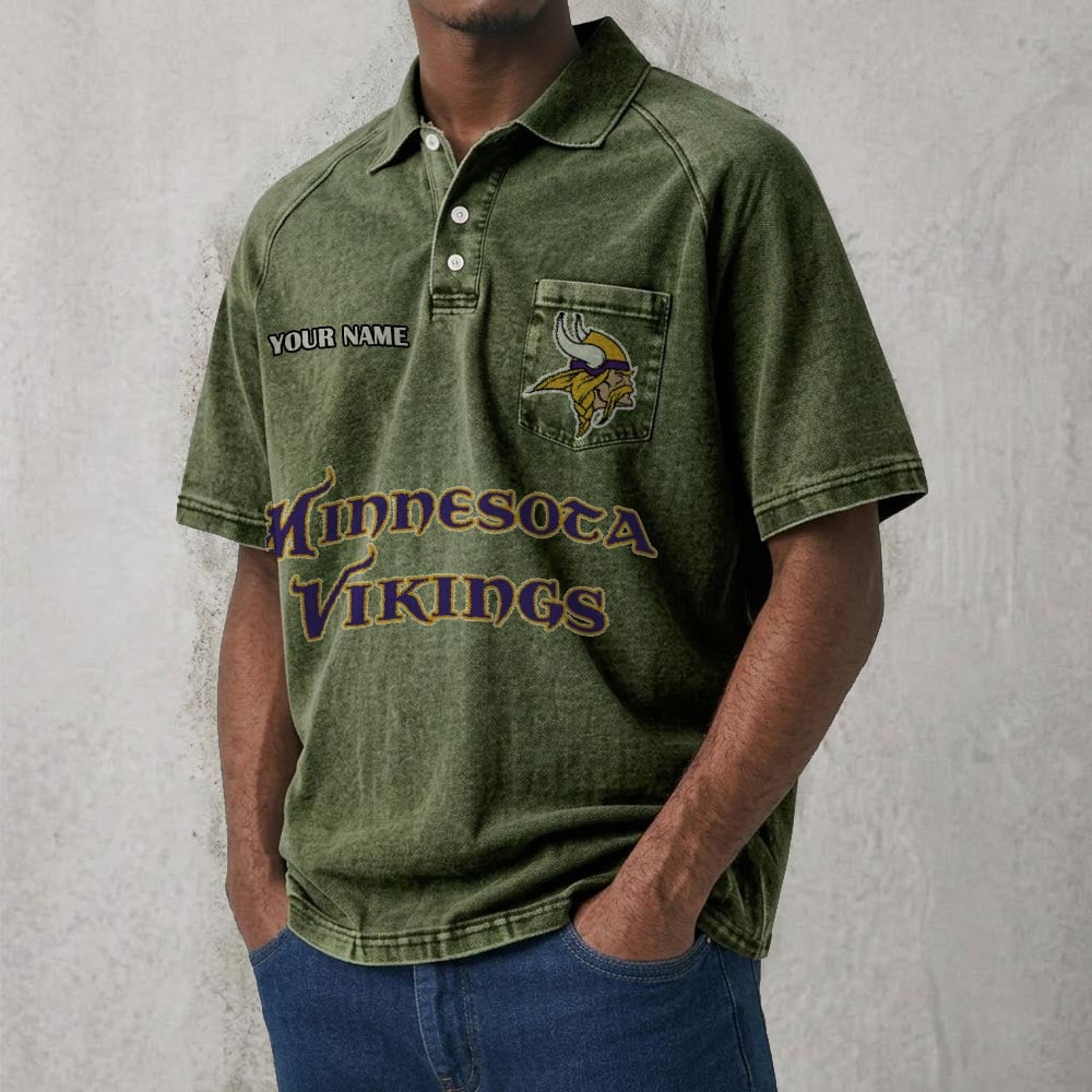 MIN x NFL Men's Distressed Turn-Down Collar Polo DATND TANTD 250526