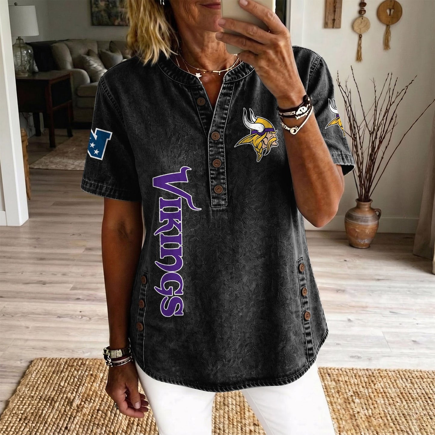 MIN x NFL Women’???s Denim Casual Tops DATND LBN 190526