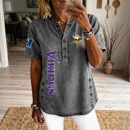 MIN x NFL Women’???s Denim Casual Tops DATND LBN 190526