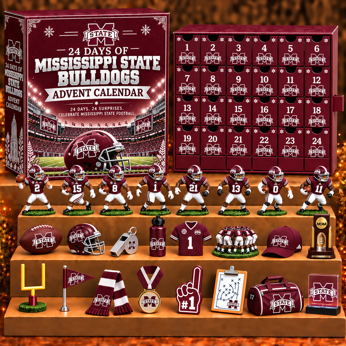 MSB x NCAA Personalized 24 Days Of American Football Advent Calendar Blink Box
