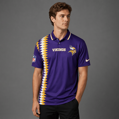MV Premium NFL Men’s Sporty Zigzag Stripe Polo Shirt