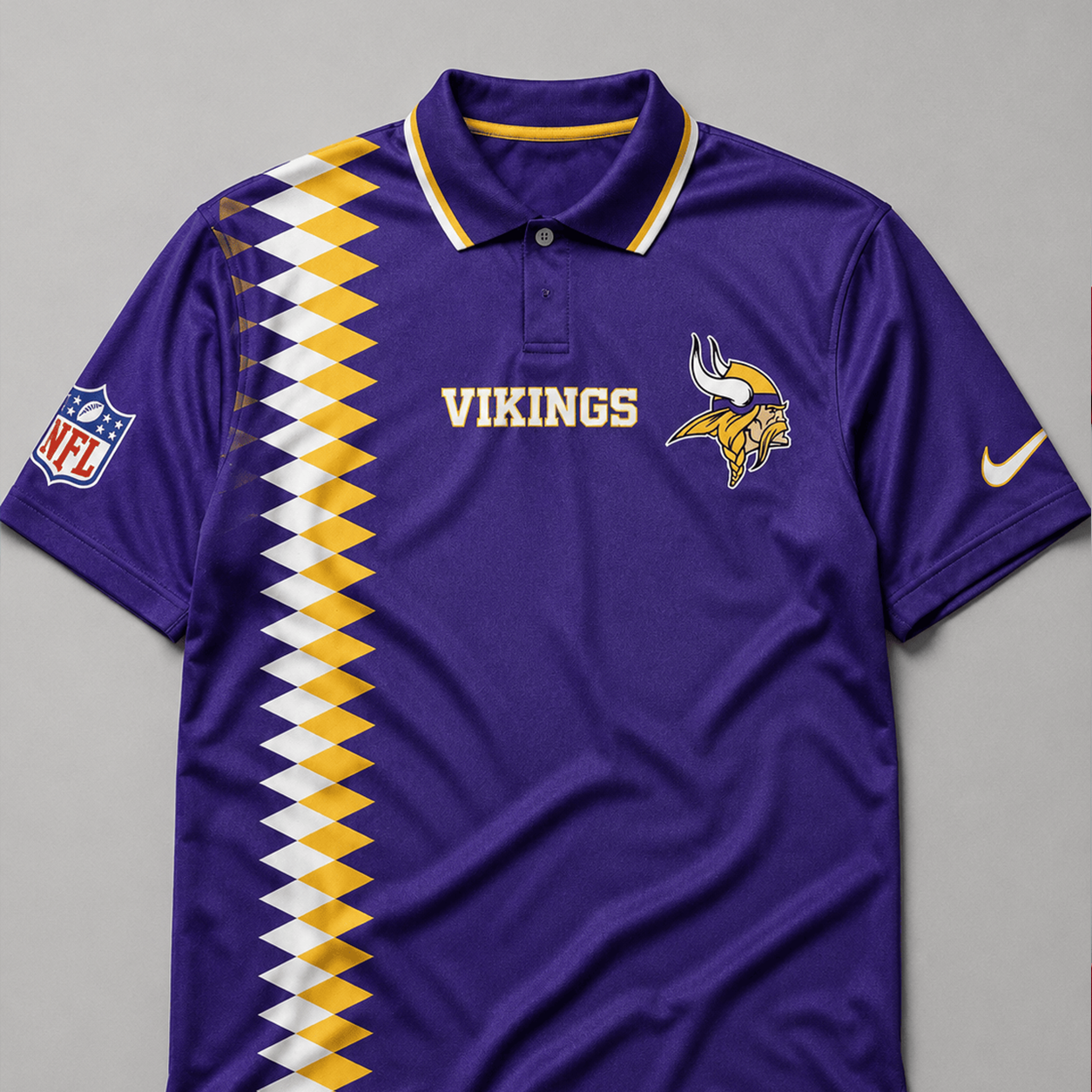 MV Premium NFL Men’s Sporty Zigzag Stripe Polo Shirt
