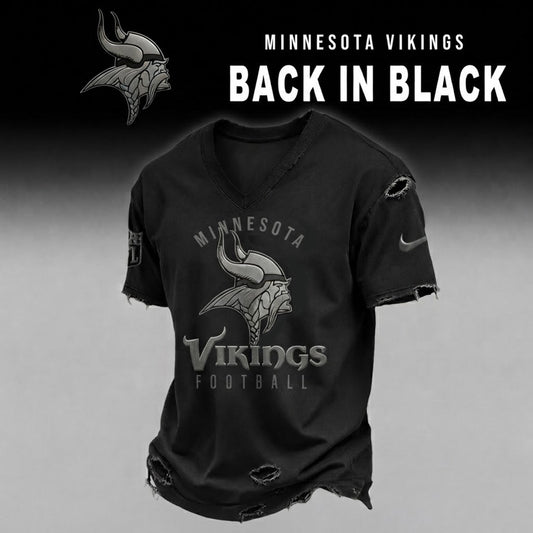 MV x NFL Back In Black V-neck Shirt 290626