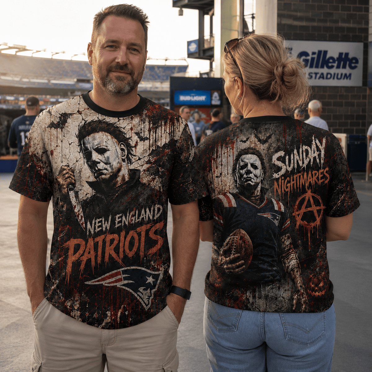 NEP Premium NFL Michael Myers Sunday Nightmares 3D T-Shirt For Horror Football Fans