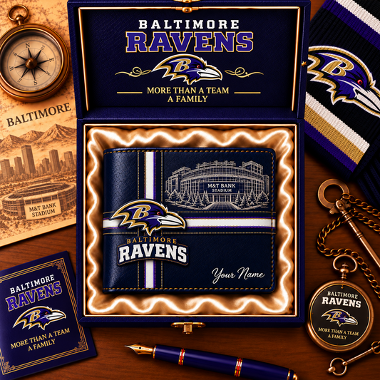 NFL x BAL Custom Name Leather Wallet