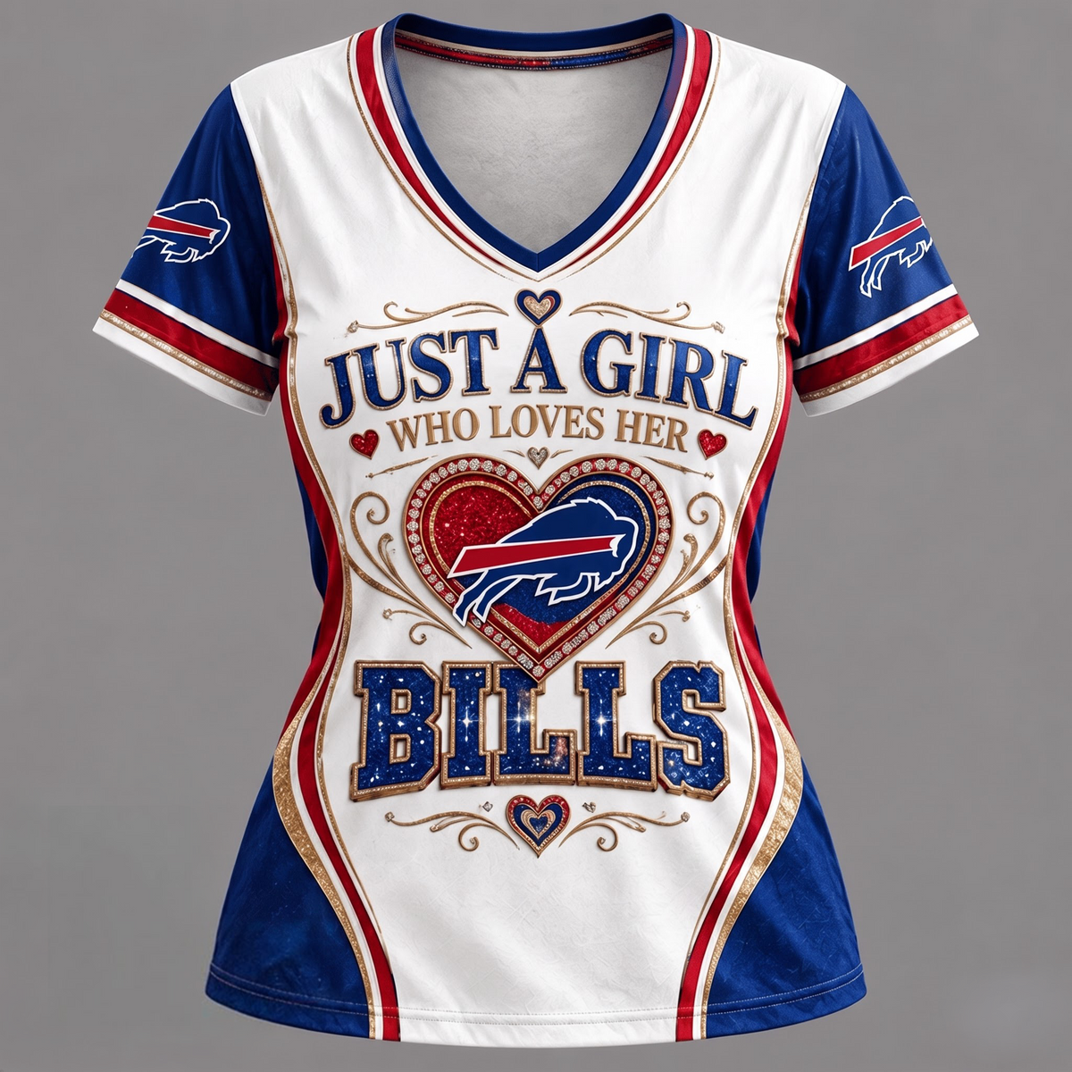 NFL x BUF Just A Girl V-Neck Shirt